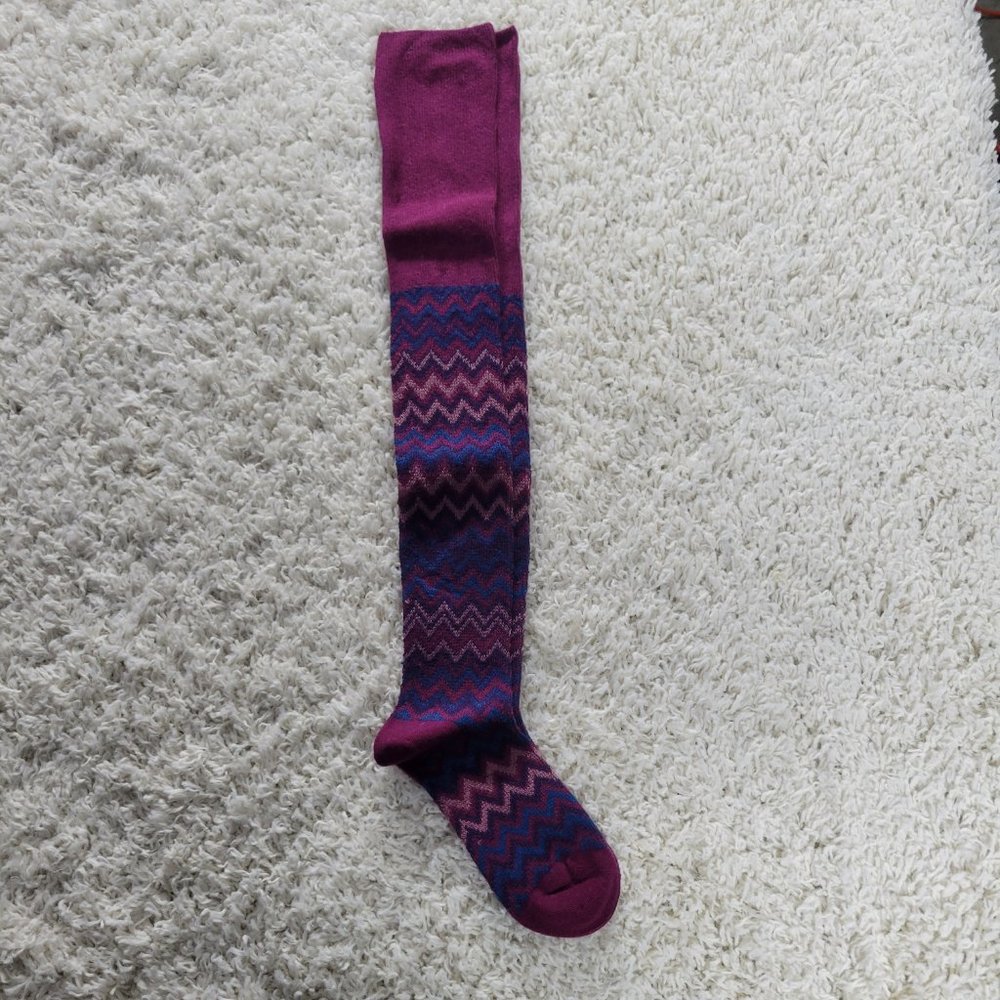 Over The Knee Socks Wool Chevron Stripe Long Boot Socks Boot Socks Pink